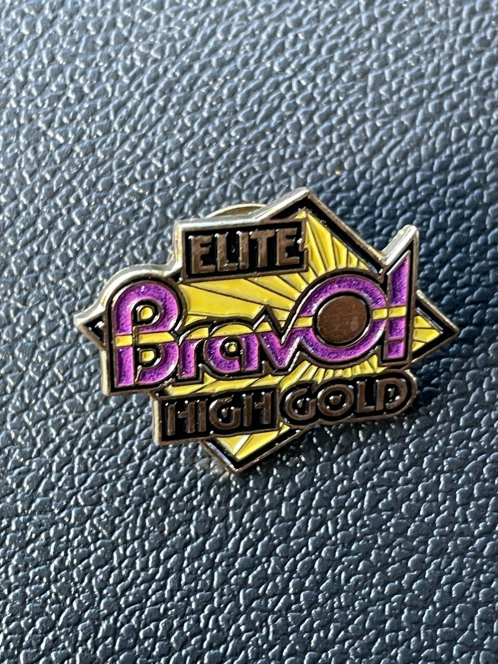 Elite Bravo High Gold Enamel Pin - Yellow & Purple